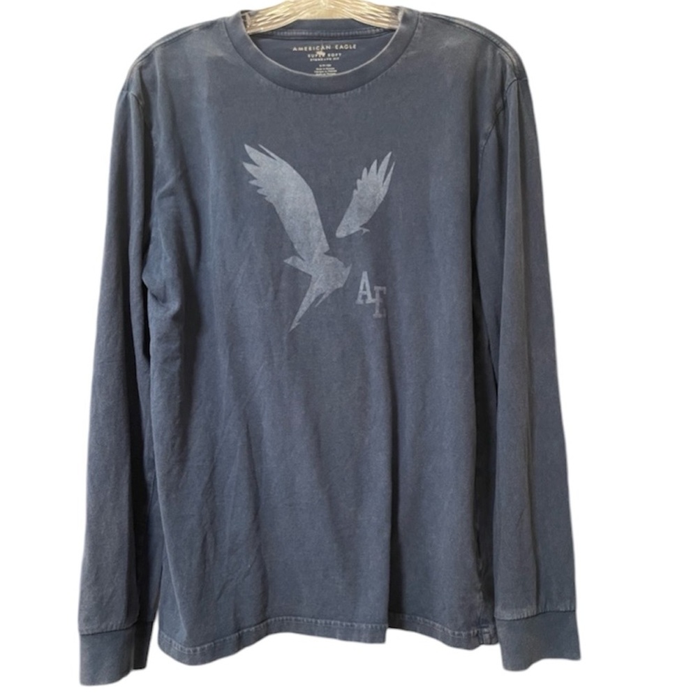 NWOT: AMERICAN EAGLE Blue Long Sleeve Graphic Men’s Shirt Size Small